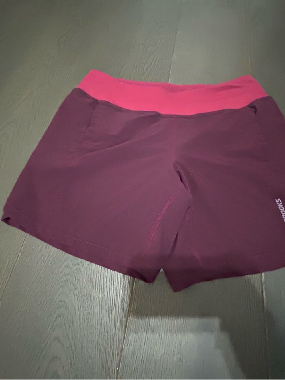 Brooks Plum Athletic Shorts with Pink Waistband